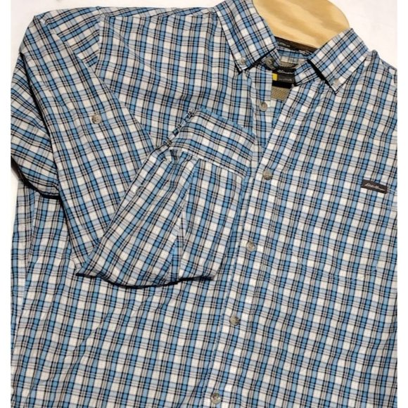 Eddie Bauer Travex Shirt Work Camp Long Sleeve Classic Fit Size S‎ Blue Plaid - Picture 1 of 5